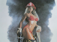 Load image into Gallery viewer, Dave Nestler Face The Fire Hot Erotic Sexy Fire Fighter Woman Art Signed Print