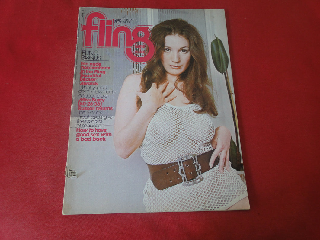 Vintage Nude Erotic Sexy Adult Magazine Fling March 1974 HOLE IN COVER  JB66