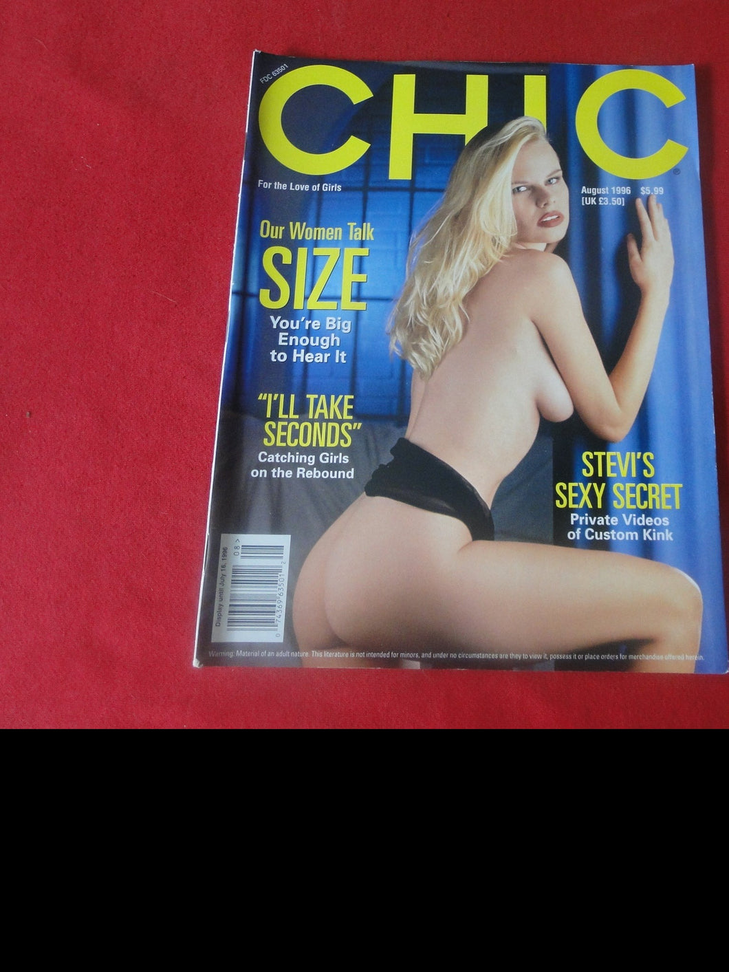 Vintage Nude Erotic Sexy Adult Magazine Chic August 1996        JB1