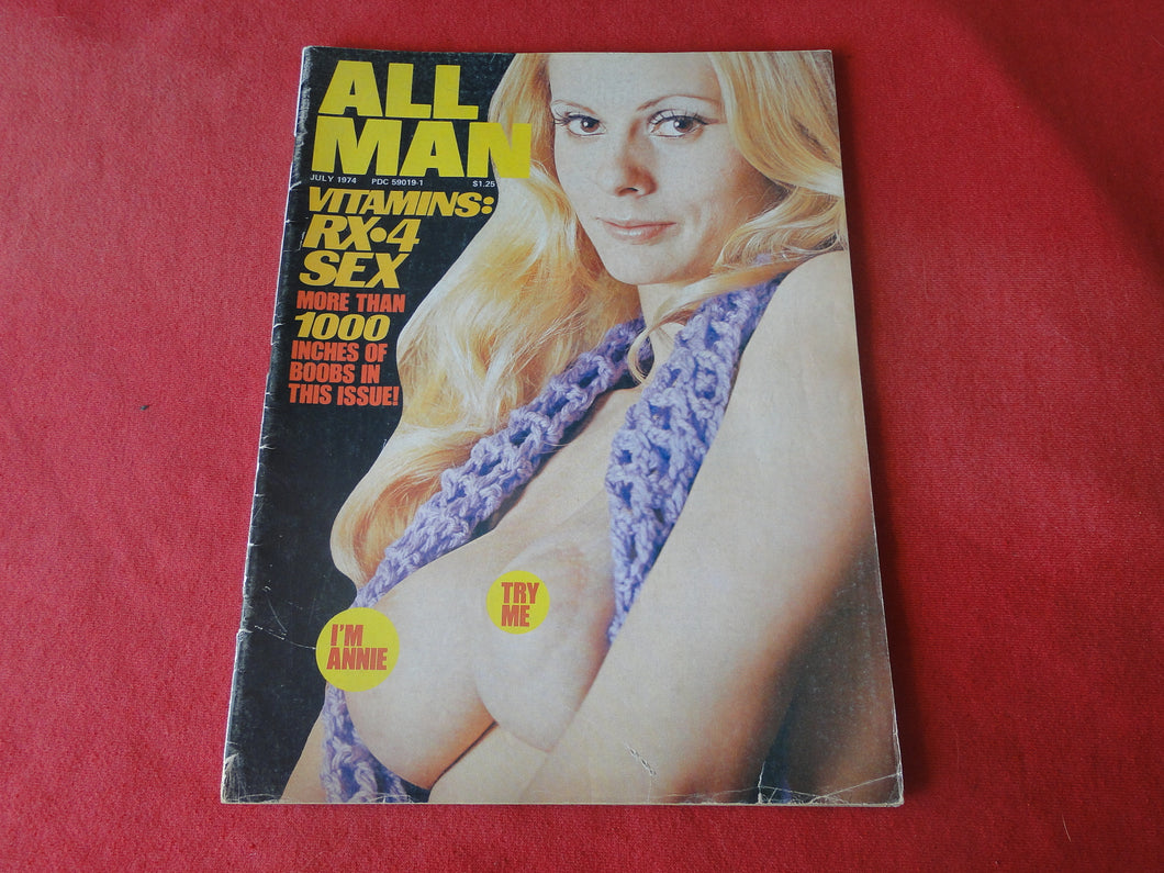 Vintage Nude Erotic Sexy Adult Magazine All Man July 1974           JB28