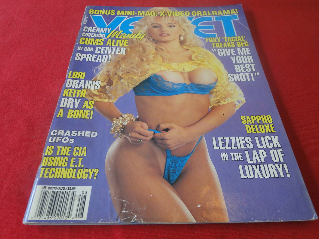 Vintage Nude Erotic Sexy Adult Magazine Velvet August 1992 ROUGH COVER   JB28