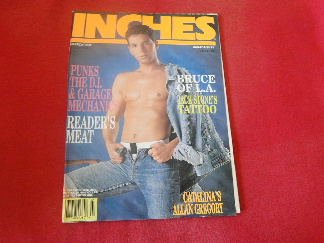 Vintage Adult Erotic Sexy Magazine Gay Interest Inches March 1992       JB29