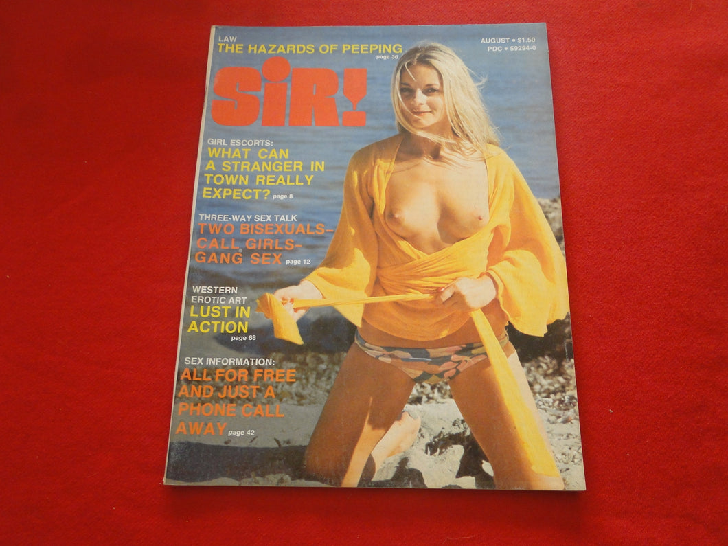 Vintage Nude Erotic Sexy Adult Magazine Sir August 1975      JB6