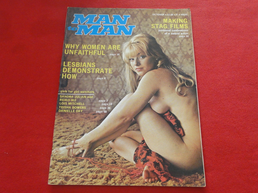 Vintage Nude Erotic Sexy Adult Magazine Man To Man October 1972        JB6