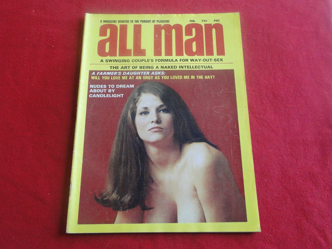 Vintage Nude Erotic Sexy Adult Magazine All Man February 1969       JB7