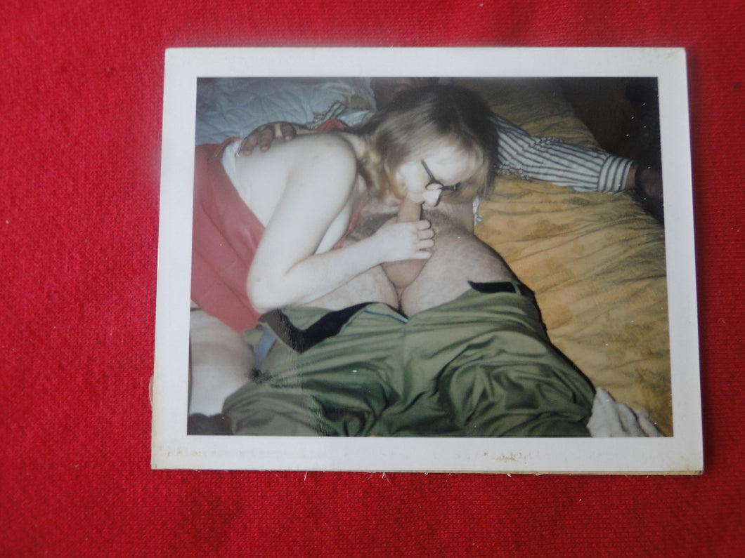 Vintage Nude Erotic Sexy Woman Polaroid Photo Chubby Slut Sucks Cock      AA