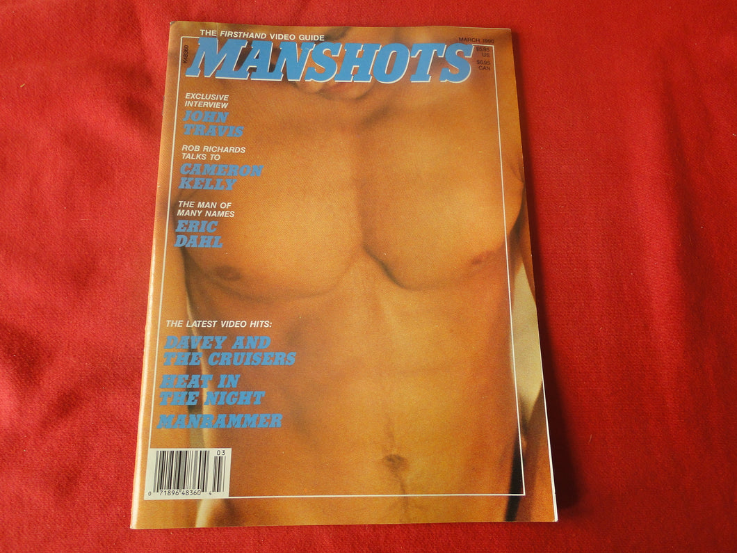 Vintage Adult Erotic Sexy Magazine Gay Interest Manshots March 1990       JB26
