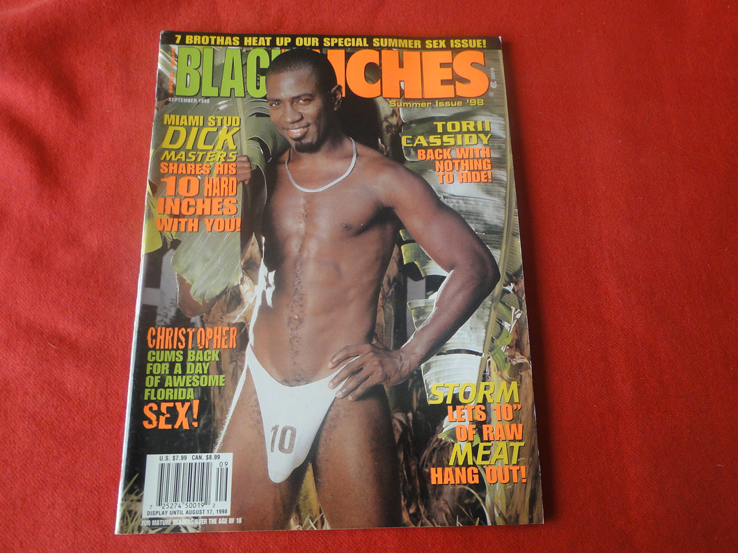 Vintage Adult Erotic Sexy Magazine Gay Interest Black Inches September 1998       K
