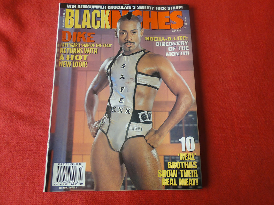 Vintage Adult Erotic Sexy Magazine Gay Interest Black Inches July 1998           K