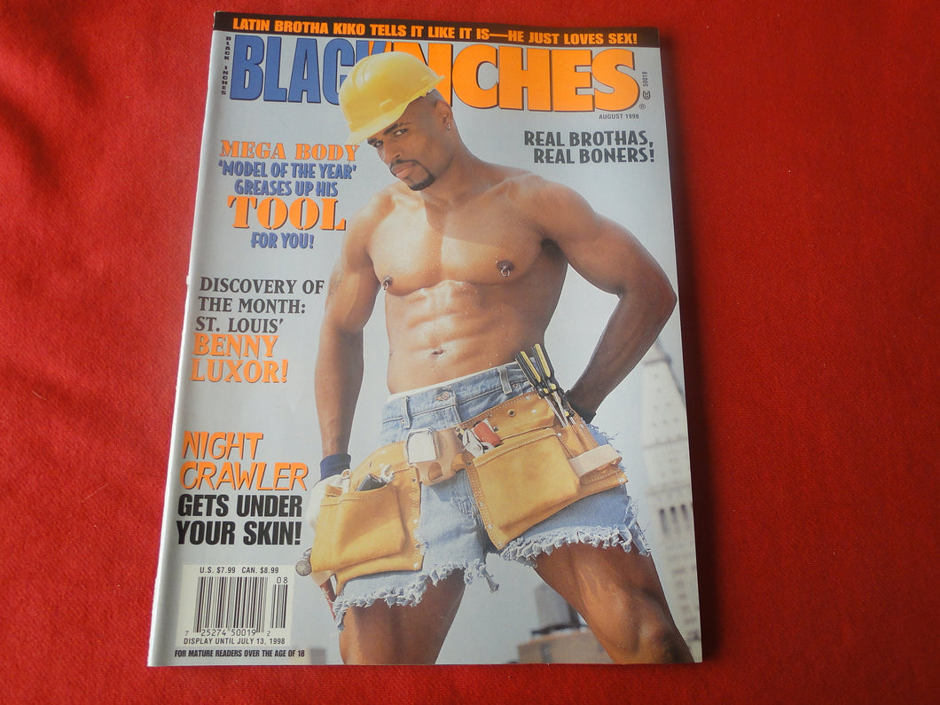 Vintage Adult Erotic Sexy Magazine Gay Interest Black Inches August 1998      K