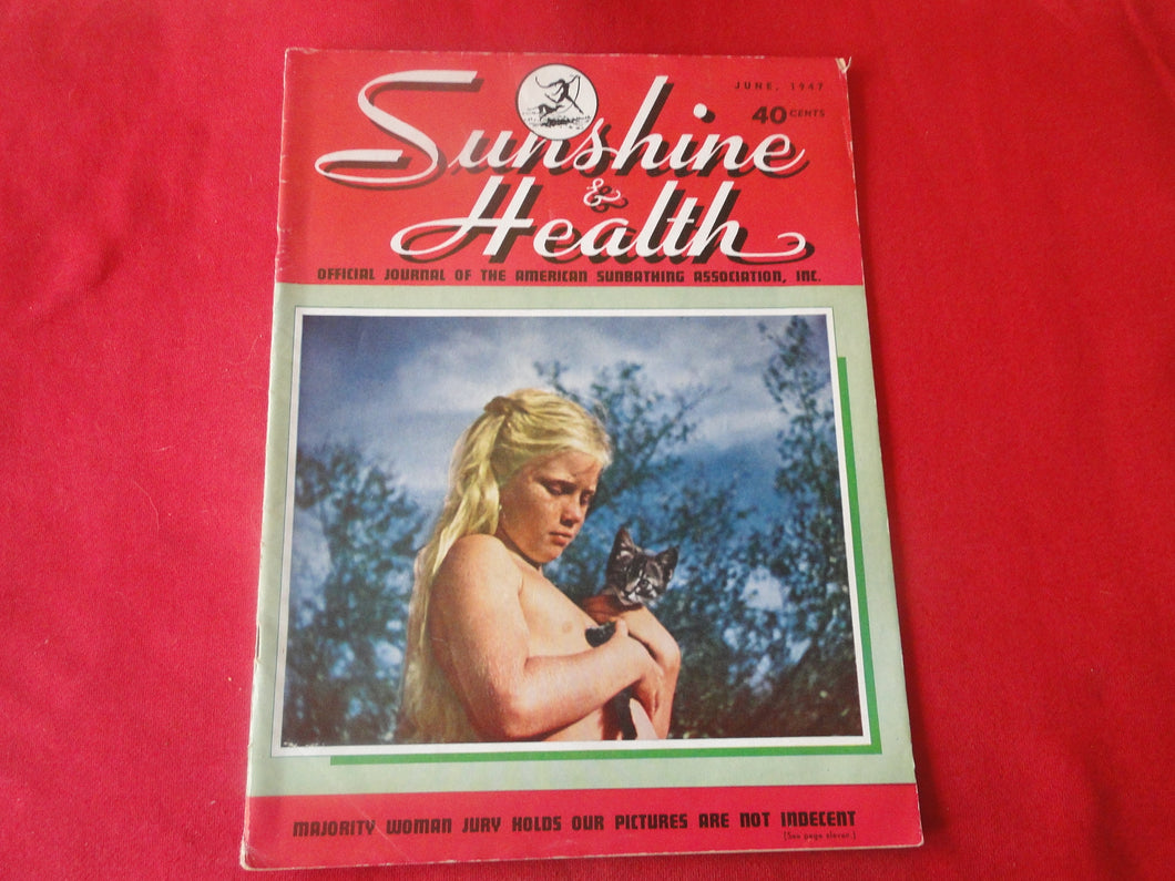 Vintage Nude Erotic Sexy Adult Magazine Nudist Sunshine & Health June 1947      JB1