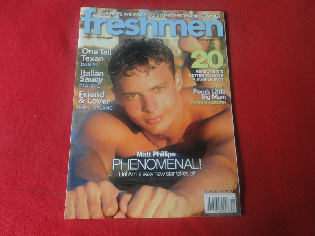 Vintage Adult Erotic Sexy Magazine Gay Interest Freshmen November 2003       JB60