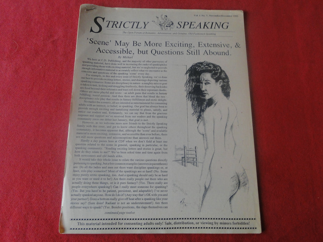 Vintage Nude Erotic Sexy Adult Magazine BDSM Strictly Speaking V.1 #7 1991         P70