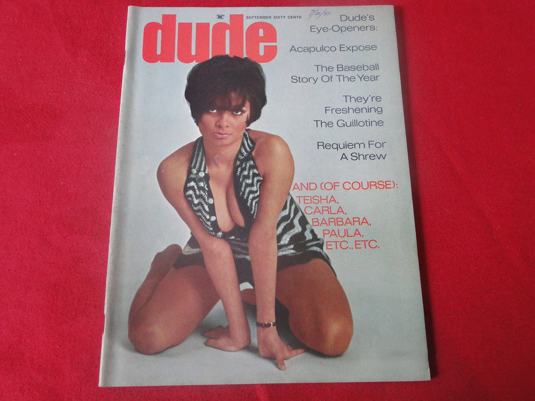 Vintage Nude Erotic Sexy Adult Magazine Dude September 1969      P89