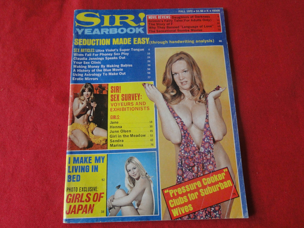 Vintage Nude Erotic Sexy Adult Magazine Sir Yearbook 1972      P89