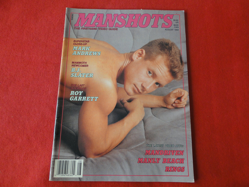 Vintage Adult Erotic Sexy Magazine Gay Interest Manshots August 1992          G2