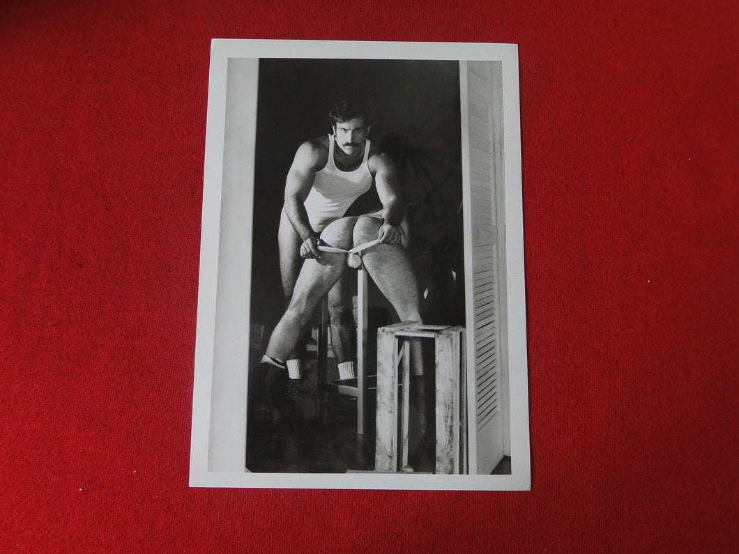 Vintage Gay Interest Target Nude Black & White Hot HUNG Male Photo WRITING ON BACK ADn