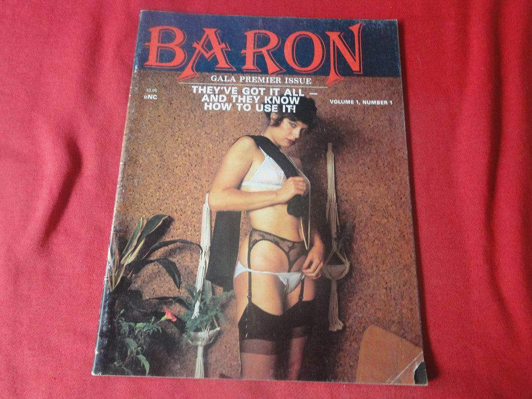 Vintage Nude Erotic Sexy Adult Magazine Baron Premier Issue 1985      JB68