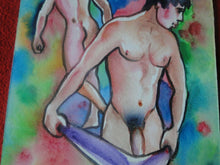 Load image into Gallery viewer, Vintage Original Art Water Color Painting Gay Interest Nude Man Signed Naumko
