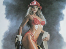 Load image into Gallery viewer, Dave Nestler Face The Fire Hot Erotic Sexy Fire Fighter Woman Art Signed Print
