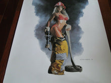 Load image into Gallery viewer, Dave Nestler Face The Fire Hot Erotic Sexy Fire Fighter Woman Art Signed Print
