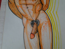 Load image into Gallery viewer, Vintage Original Art Drawing/Painting/Ink/Paint Gay Interest Nude Man Signed
