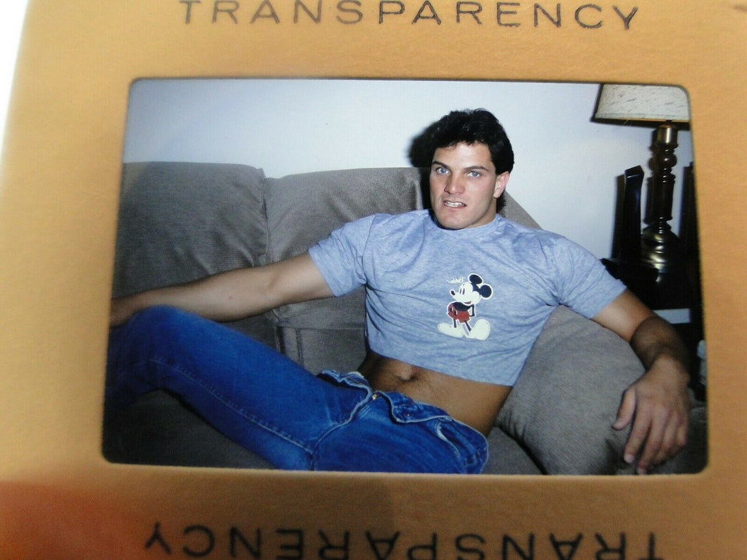 VINTAGE 35MM SLIDE MALE GAY INTEREST BEEFCAKE MUSCLE SEMI NUDE HOT BUFF ED^