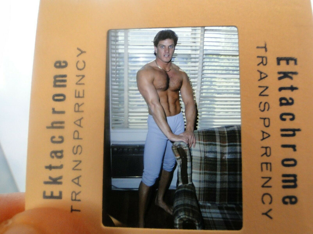VINTAGE 35MM SLIDE MALE GAY INTEREST BEEFCAKE MUSCLE SEMI NUDE HOT BUFF ED$