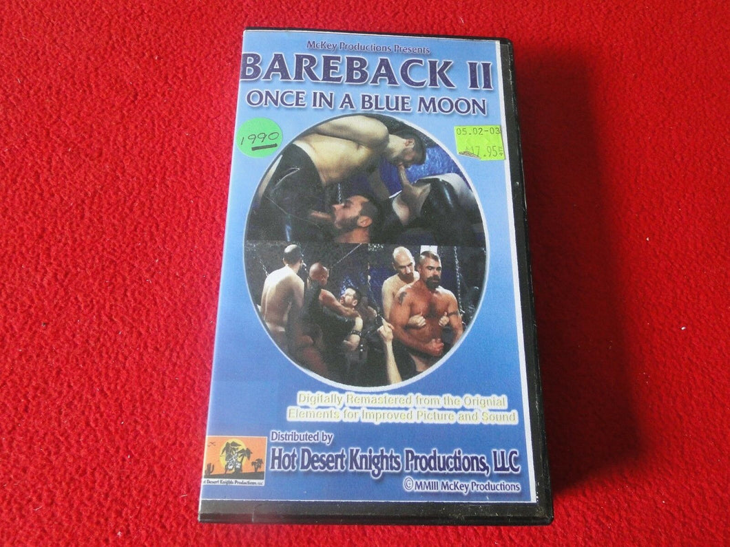 Vintage Adult Erotic Gay Interest VHS Tape Bareback II Once in a Blue Moon     F