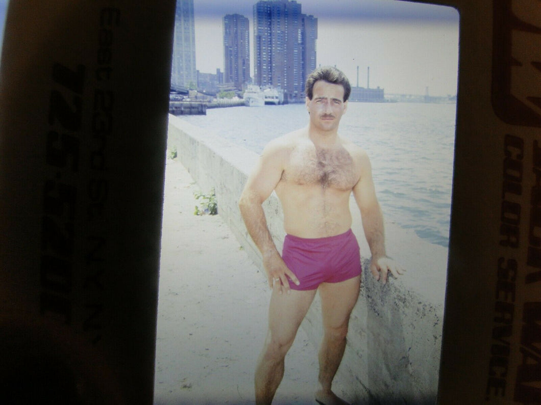 VINTAGE 35MM SLIDE MALE GAY INTEREST BEEFCAKE MUSCLE SEMI NUDE HOT BUFF FH@