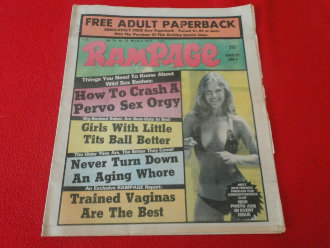 Vintage Classic Adult XXX Porn Newspaper/Magazine Rampage March 1977