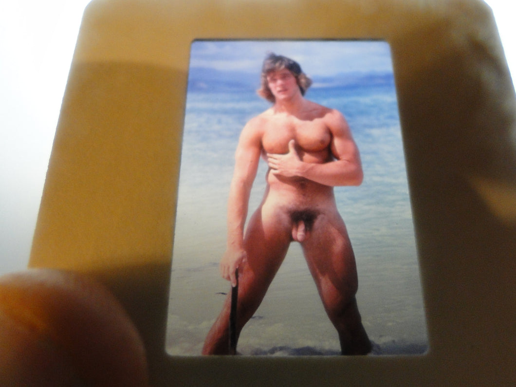 VINTAGE SLIDE/PHOTO MALE GAY INTEREST BEEFCAKE MUSCLE NUDE HOT HUNG A26n