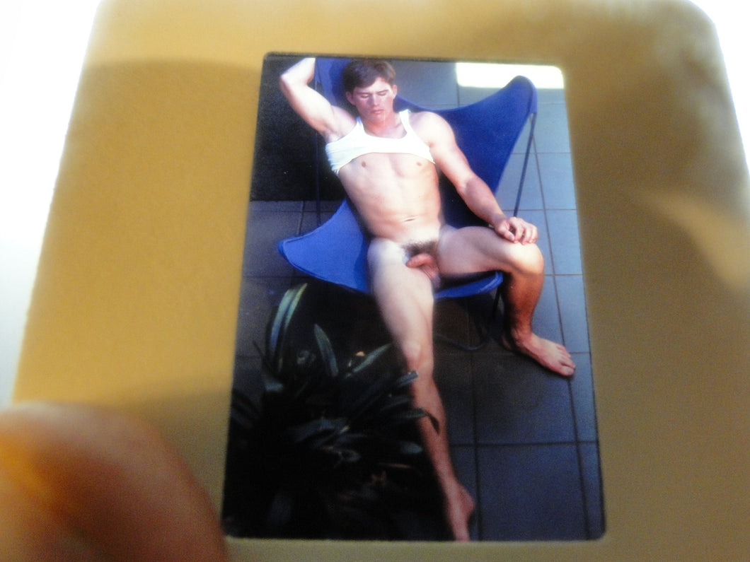 VINTAGE SLIDE/PHOTO MALE GAY INTEREST BEEFCAKE MUSCLE NUDE HOT HUNG A26t