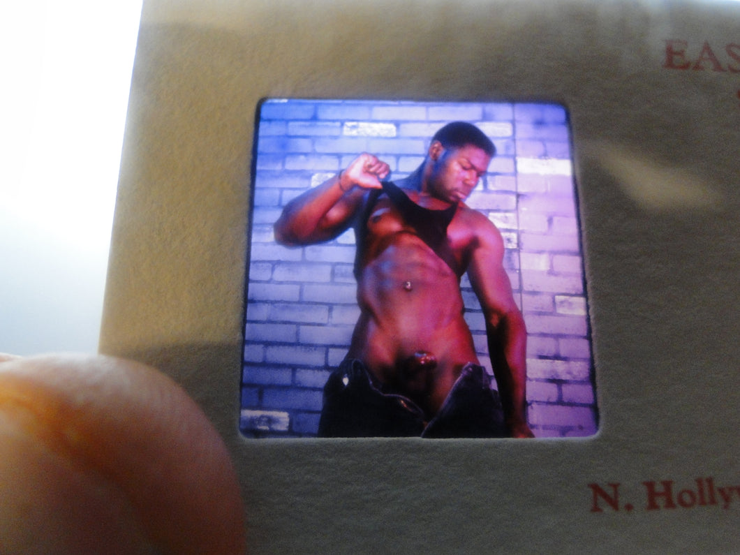 Vintage Adult Erotic 3D Stereoview Nude Hot Hung Gay Black Man Slide A70f