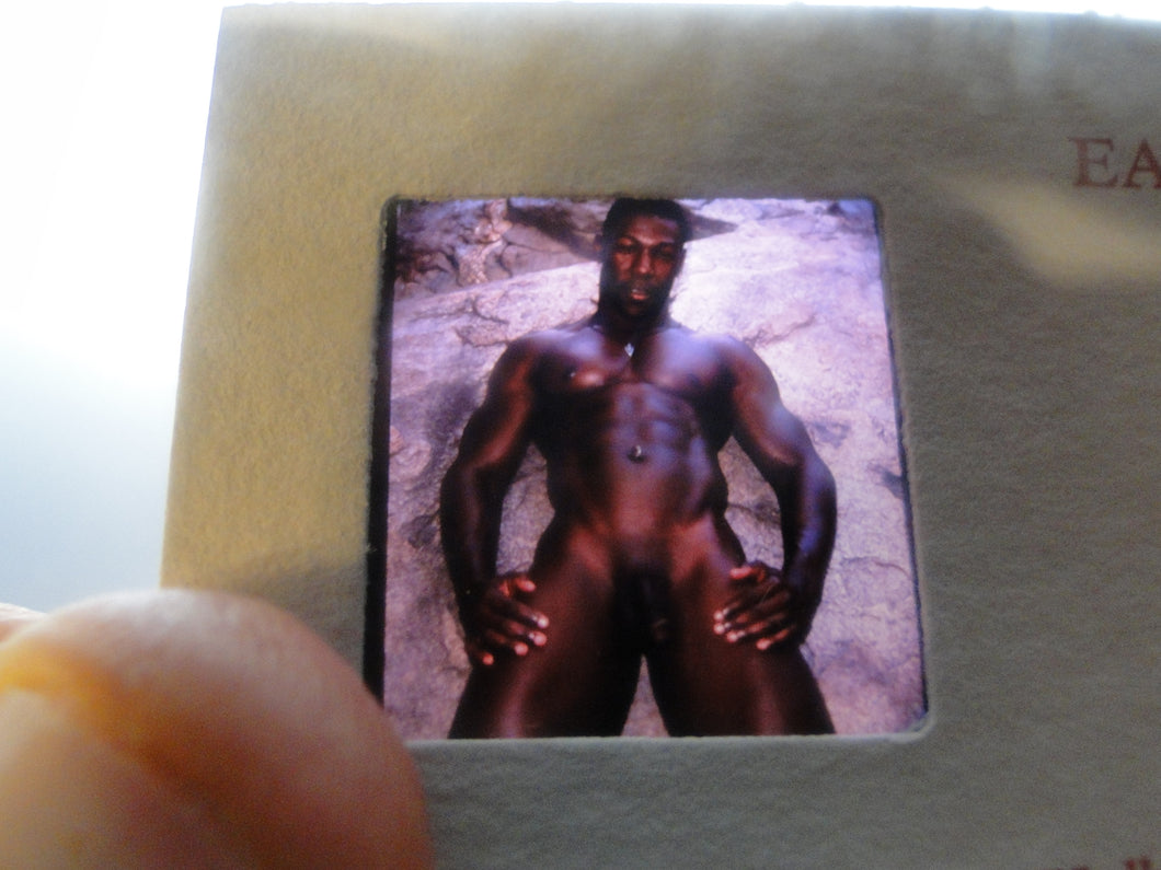 Vintage Adult Erotic 3D Stereoview Nude Hot Hung Gay Black Man Slide A70k