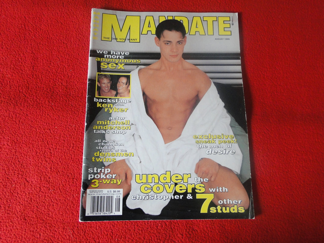 Vintage 18 Y. O. + Sexy Erotic Gay Adult Magazine Mandate Aug. 1999  G73