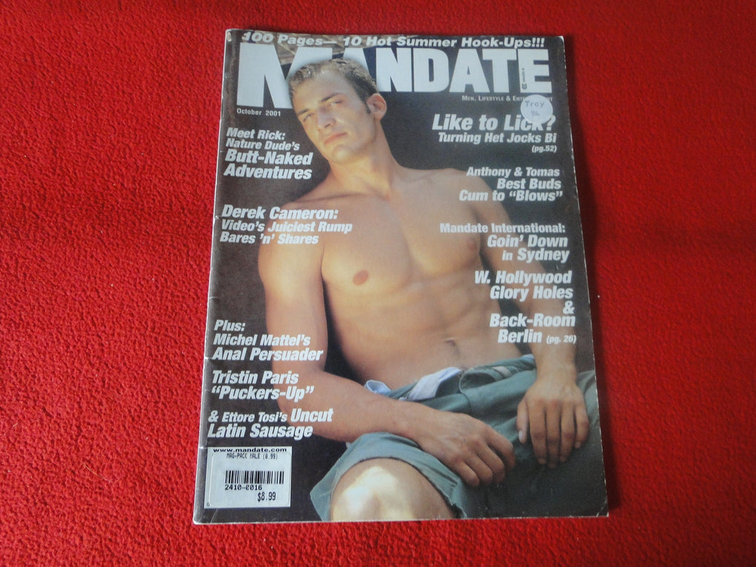 Vintage 18 Y. O. + Sexy Erotic Gay Adult Magazine Mandate Oct. 2001  G73
