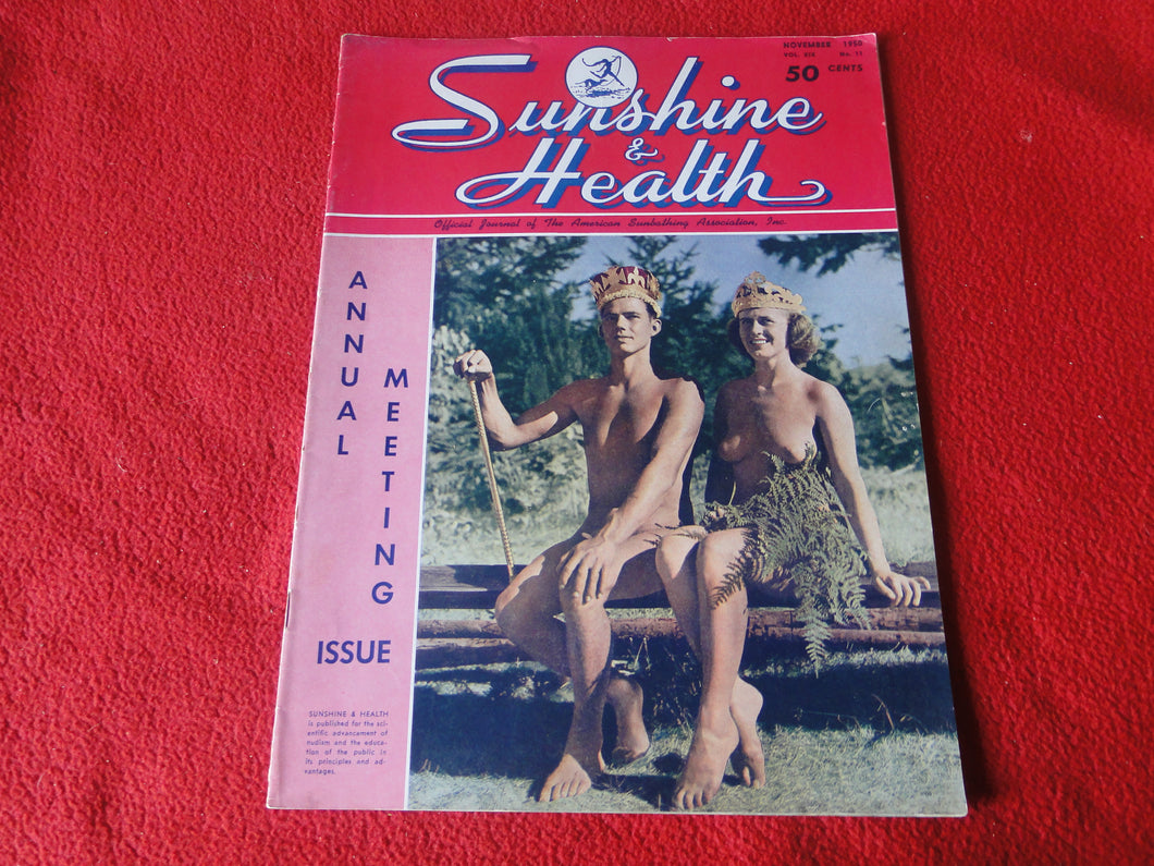 Vintage Nude Erotic Sexy Adult Magazine Nudist Sunshine & Health Nov. 1950 P4